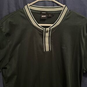 Boss Forest Green Polo with Contrast Collar